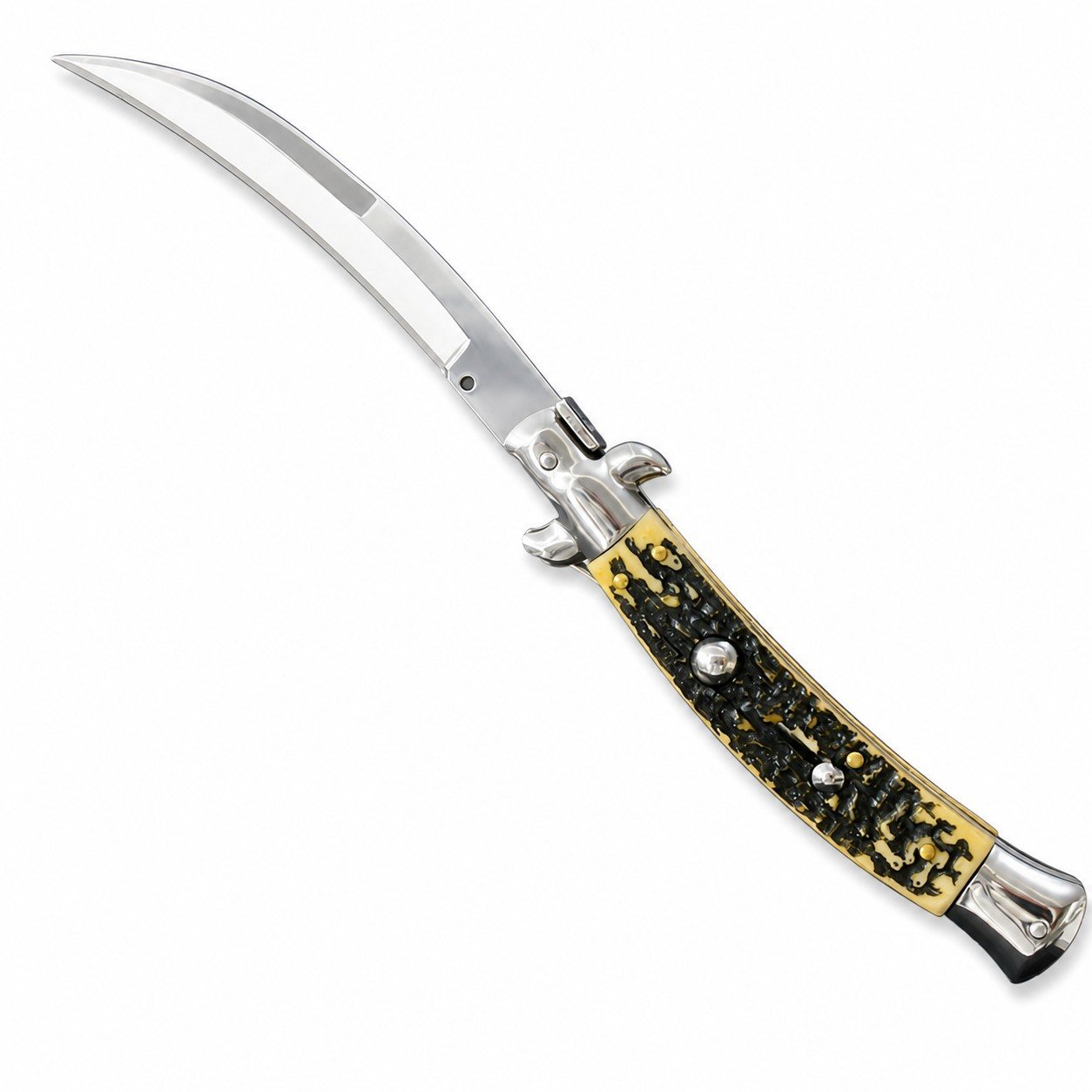 44553-main-white-clean.jpg Cuchillo italiano Stiletto de 9 pulgadas – Navaja con mango de hueso de ciervo sintético