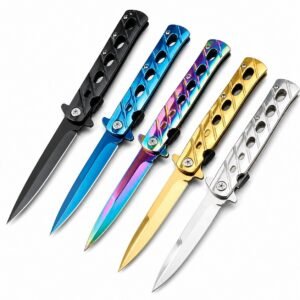 Cuchillo Stiletto plegable para exteriores - Cuchillo de supervivencia (versión mejorada)