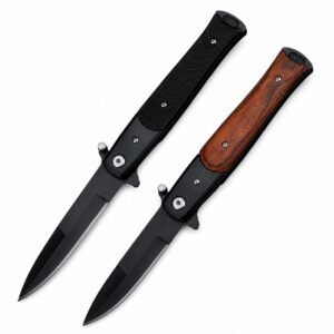 Cuchillo Stiletto plegable para exteriores - Diseño de supervivencia con hoja de pez espada