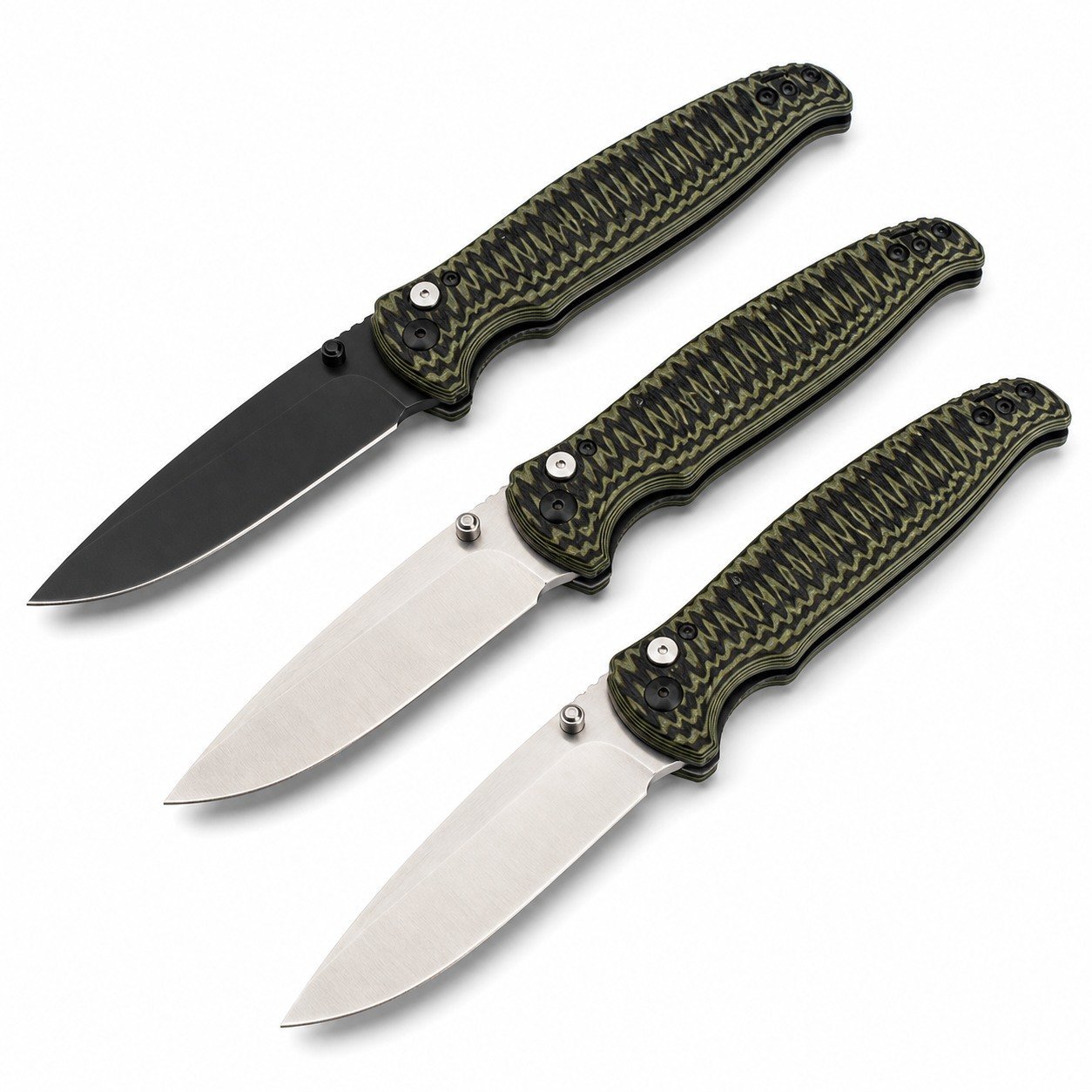 46137-main-white-clean.jpg Cuchillo de apertura lateral Butterfly 4300 con mango G10 bicolor