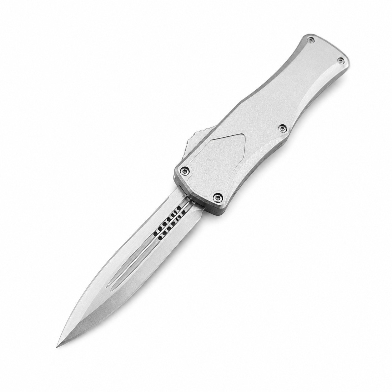 49148-main-white-clean-1.jpg Cuchillo OTF de doble filo con mango blanco Microtech Hera Goddess con mango de zinc