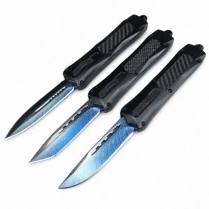 (F396) Cuchillo OTF Butterfly 3300 de titanio azul recto Twin Peaks