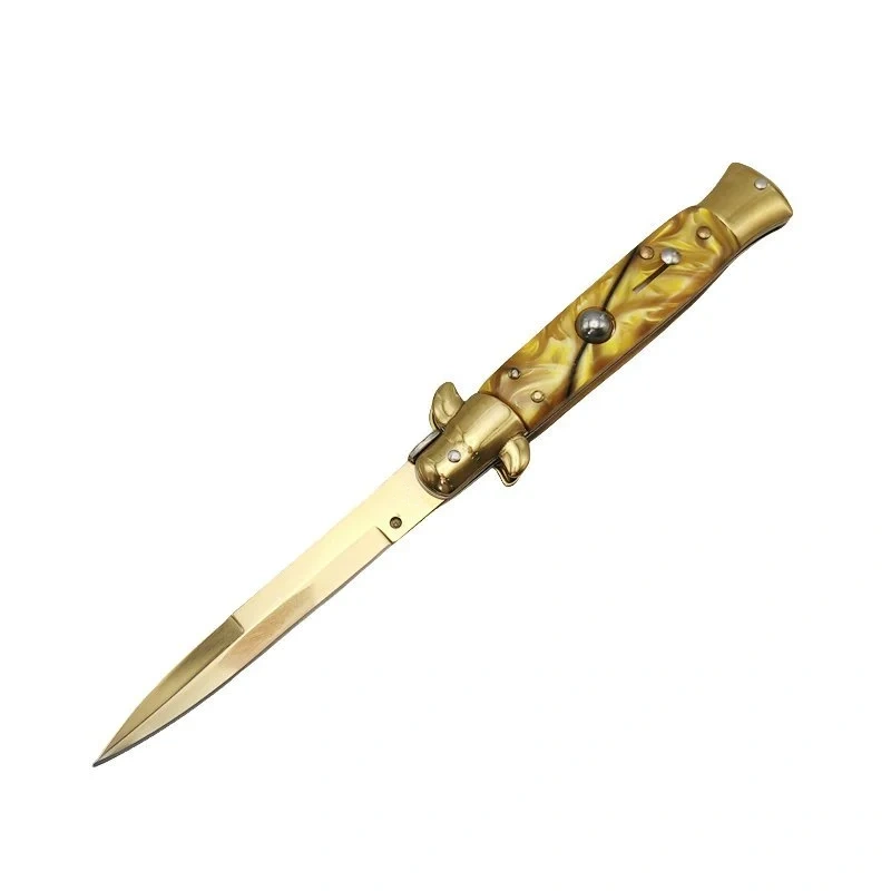 5-3.webp Cuchillo italiano Stiletto de 8,75 pulgadas - Cuchillo Flick con mango dorado