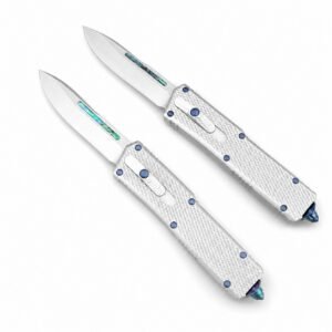 Cuchillo OTF de gota con mango blanco de edición especial CobraTec Direct-Jump