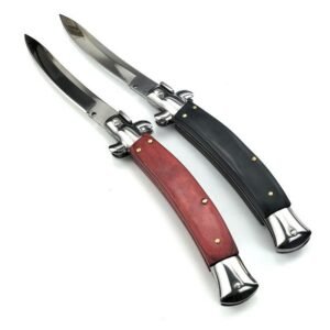 Cuchillo italiano clásico Stiletto – Cuchillo automático con mango de madera o negro