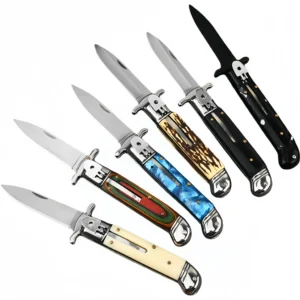 Cuchillo Stiletto automático Flick Knife – Estilo italiano clásico con mangos mixtos